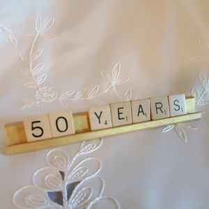 GOLDEN ANNIVERSARY  Scrabble Tile Rack